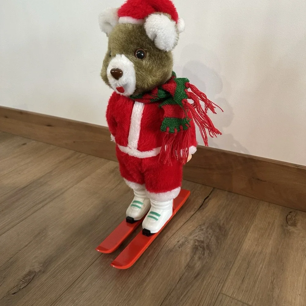 VTG 2 In 1 Skate & Ski‎ Christmas Bear Battery Operated Works! 80s Missing Poles